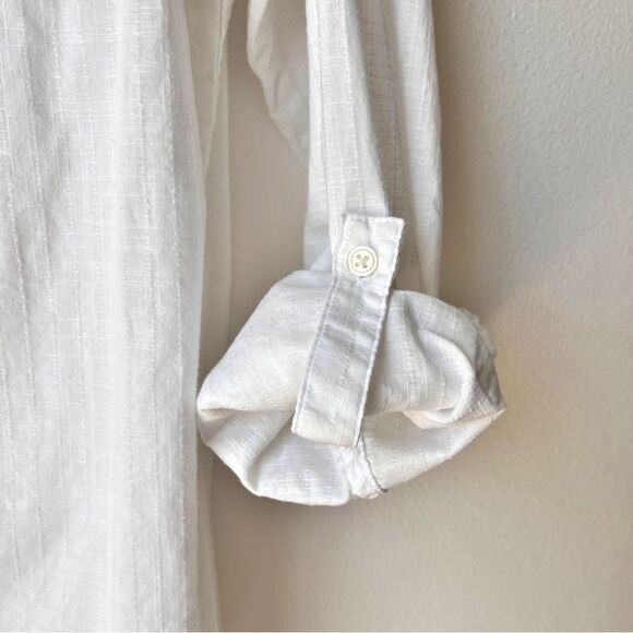 Lands’ End White Cotton Long Sleeve Button Front Shirt Size M 10-12 - Picture 3 of 8
